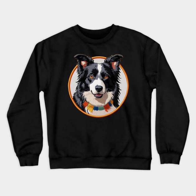 Border Collie Embroidered Patch Crewneck Sweatshirt by Xie